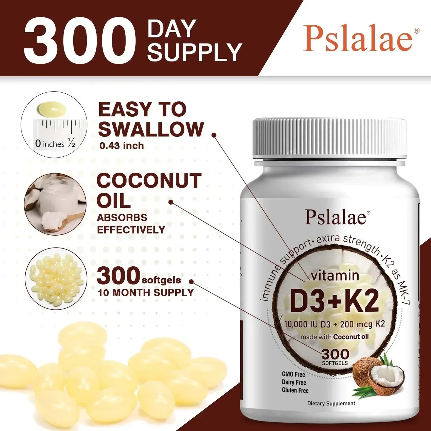 Vitamin D3 & K2 with Virgin Coconut Oil