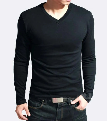 Men's V-Neck Long Sleeve T-Shirt