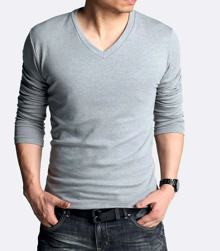 Men's V-Neck Long Sleeve T-Shirt