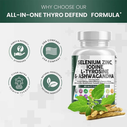 Selenium, Zinc, Iodine, L-tyrosine & Ashwagandha Capsules