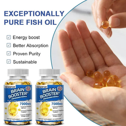 Brain Booster - with Ginkgo Biloba, Omega 3 Fish Oil, DHA & EPA