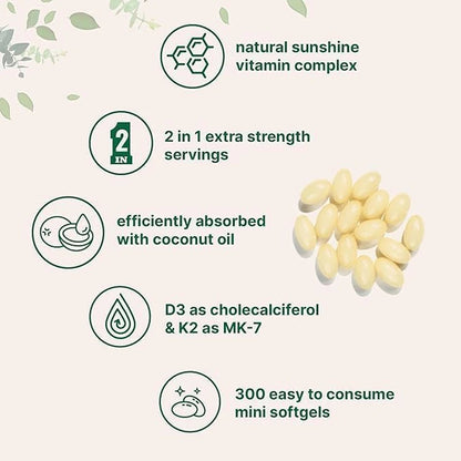 Vitamin D3 & K2 Supplements with Coconut Oil