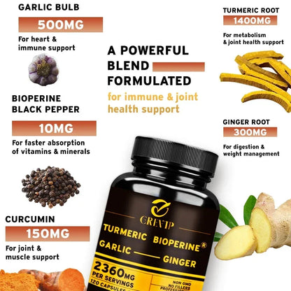 Turmeric Supplement with Ginger, Garlic and Bioperine