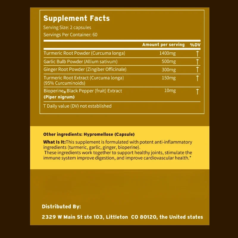 Turmeric Supplement with Ginger, Garlic and Bioperine