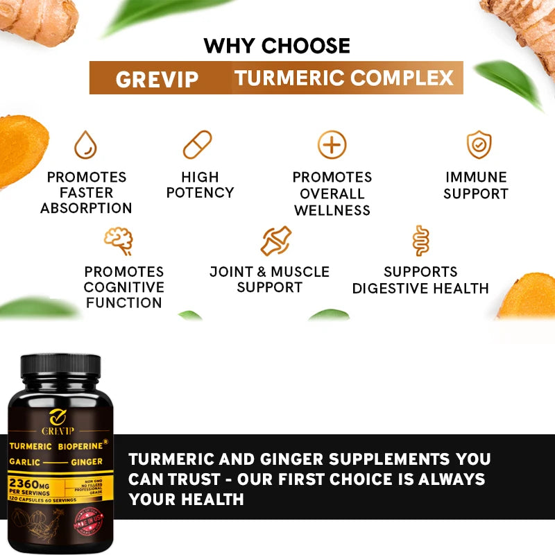 Turmeric Supplement with Ginger, Garlic and Bioperine